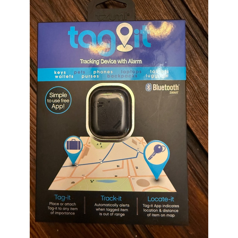 Tzumi Tag-it Bluetooth Tracking Device with Alarm Black 3768JCP Smart Tracker